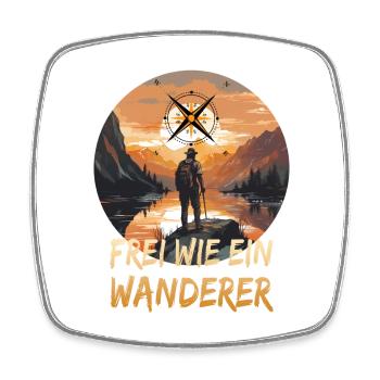 Frei wie ein Wanderer - Viereckiger Kühlschrankmagnet - Weiß - Vorne