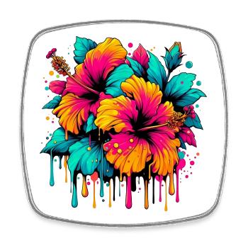 Hibiscus Flowers - Square fridge magnet - white - Front