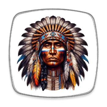 Amerikanisch, Indianer, Amerikaner - Viereckiger Kühlschrankmagnet - Weiß - Vorne