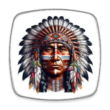 Amerikanisch, Indianer, Amerikaner - Viereckiger Kühlschrankmagnet - Weiß - Vorne