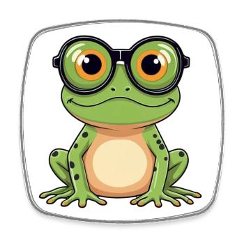 Frosch mit Brille - Viereckiger Kühlschrankmagnet - Weiß - Vorne