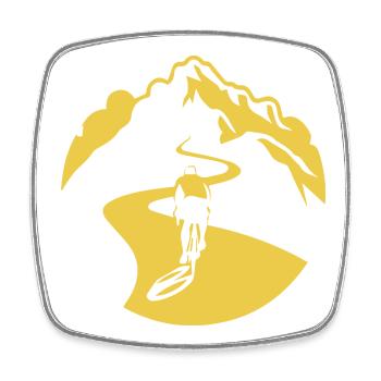 Cycliste sur route de montagne - Magnet carré - blanc - Devant