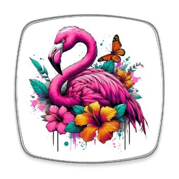 Flamingo - Viereckiger Kühlschrankmagnet - Weiß - Vorne
