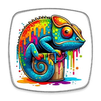 Caméléon - Magnet carré - blanc - Devant