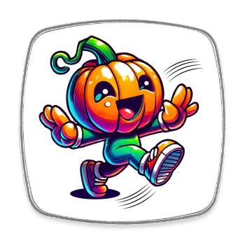 Dancing pumpkin - cute Halloween fun - Square fridge magnet - white - Front