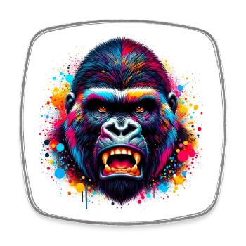 Gorilla - Square fridge magnet - white - Front