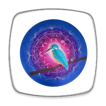 Mystischer Eisvogel mit Mandala - Viereckiger Kühlschrankmagnet - Weiß - Vorne