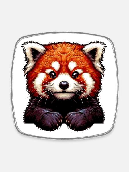Red panda - Square fridge magnet - white
