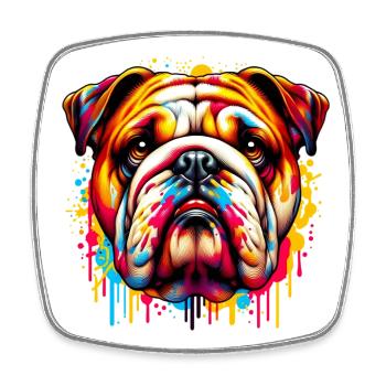 English Bulldog Dog - Square fridge magnet - white - Front