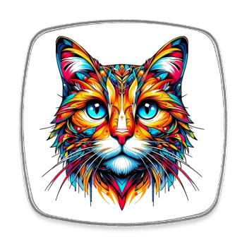 Cat - Square fridge magnet - white - Front