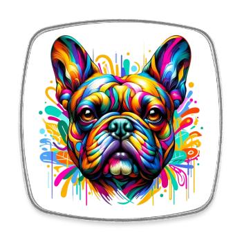 French Bulldog Dog - Square fridge magnet - white - Front