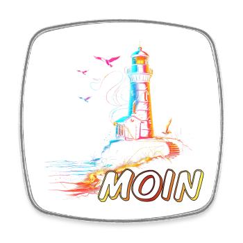 Moin - Viereckiger Kühlschrankmagnet - Weiß - Vorne