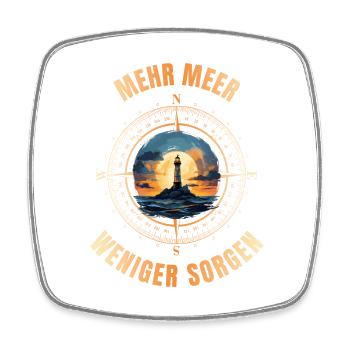 Mehr Meer - Weniger Sorgen - Viereckiger Kühlschrankmagnet - Weiß - Vorne