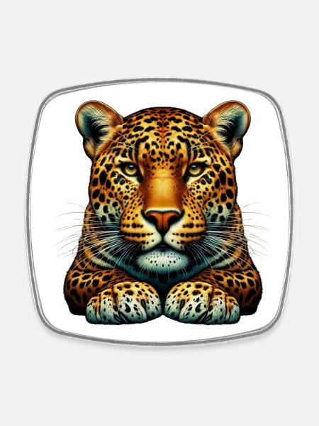 Leopard - Viereckiger Kühlschrankmagnet - Weiß