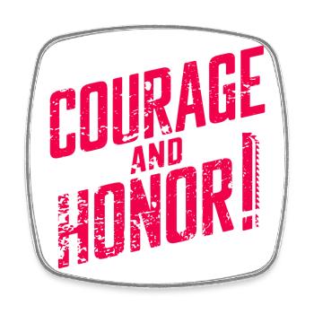 Courage and Honor Epic Marine Code scifi Space. - Square fridge magnet - white - Front