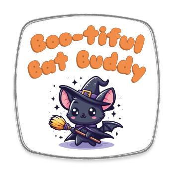 Boo-tiful Bat Buddy - Chemise d’Halloween mignonne 2024 - Magnet carré - blanc - Devant