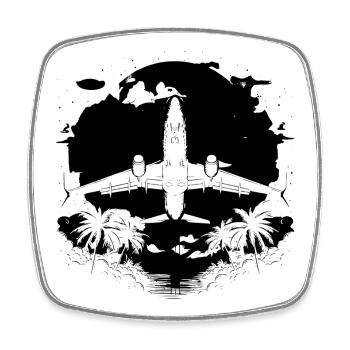 Luftfahrzeug Grafik - Viereckiger Kühlschrankmagnet - Weiß - Vorne