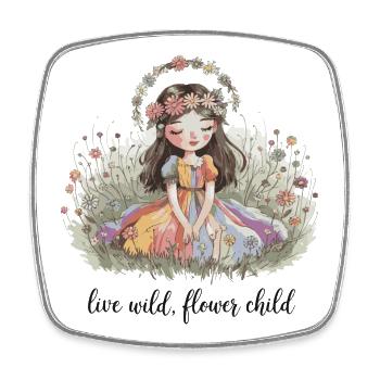 Lebe wild, Blumenkind - Viereckiger Kühlschrankmagnet - Weiß - Vorne
