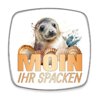 Moin ihr Spacken - Viereckiger Kühlschrankmagnet - Weiß - Vorne