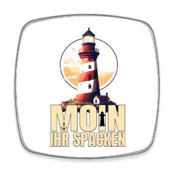 Moin ihr Spacken - Viereckiger Kühlschrankmagnet - Weiß - Vorne