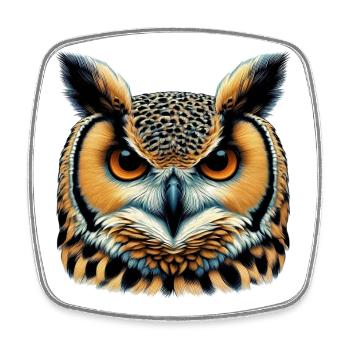 Owl - Square fridge magnet - white - Front