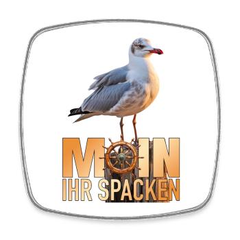 Moin ihr Spacken - Viereckiger Kühlschrankmagnet - Weiß - Vorne