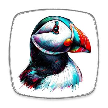 Puffin - Square fridge magnet - white - Front