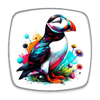 Puffin - Square fridge magnet - white - Front