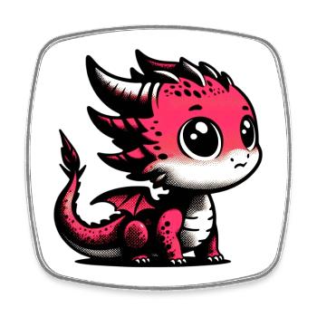 Dragon - Magnet carré - blanc - Devant