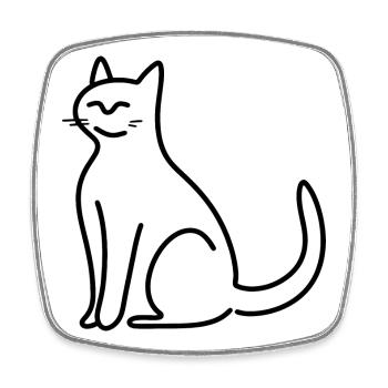 Cat - Square fridge magnet - white - Front