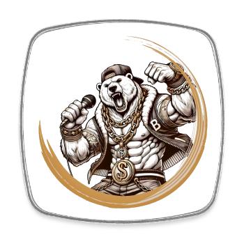 Cool Bear dans le style d’un rappeur – Urban Vibe pour vous - Magnet carré - blanc - Devant