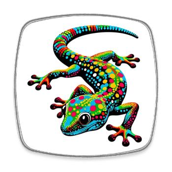 Gecko - Viereckiger Kühlschrankmagnet - Weiß - Vorne