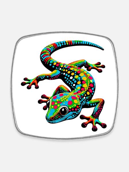 Gecko - Viereckiger Kühlschrankmagnet - Weiß