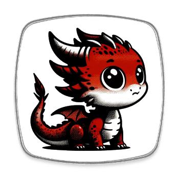 Drache - Viereckiger Kühlschrankmagnet - Weiß - Vorne