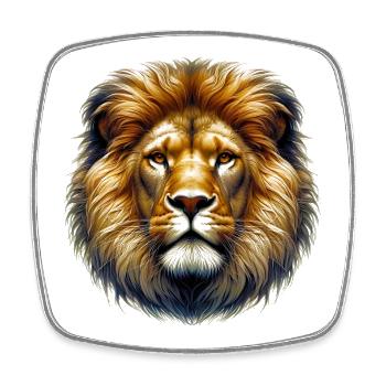 Lion - Magnet carré - blanc - Devant