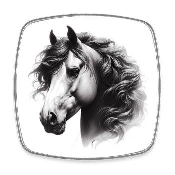 Cheval - Magnet carré - blanc - Devant