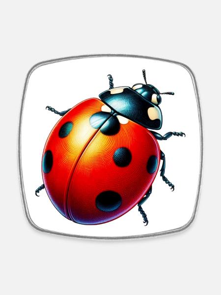 Ladybird - Square fridge magnet - white