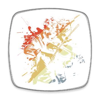 Retro Violin Player - Square fridge magnet - white - Front