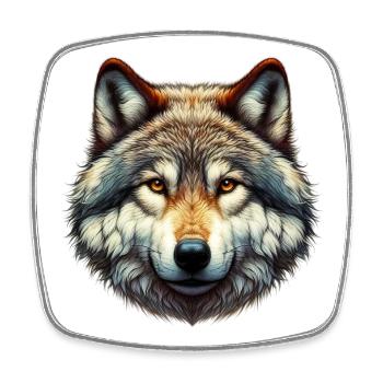 Wolf - Square fridge magnet - white - Front