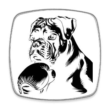 Dessin de chien boxeur - Magnet carré - blanc - Devant