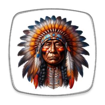Amerikanisch, Indianer, Amerikaner - Viereckiger Kühlschrankmagnet - Weiß - Vorne