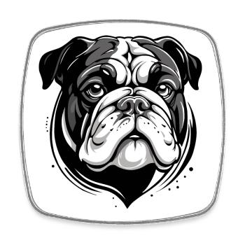 bouledogue - Magnet carré - blanc - Devant