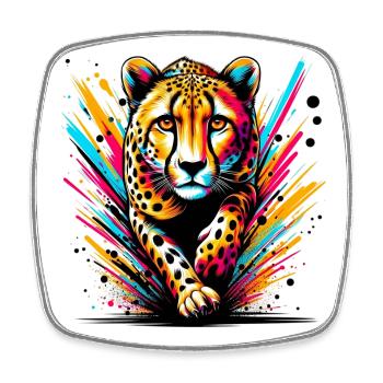 Cheetah - Square fridge magnet - white - Front