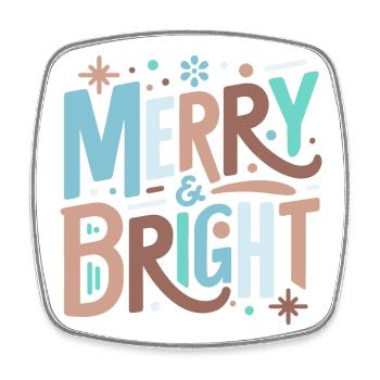 Merry & Bright Festive Typography - Viereckiger Kühlschrankmagnet - Weiß - Vorne