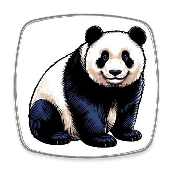 Panda - Viereckiger Kühlschrankmagnet - Weiß - Vorne
