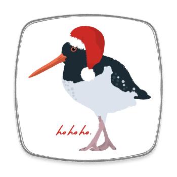 Oystercatcher with Santa hat - Square fridge magnet - white - Front