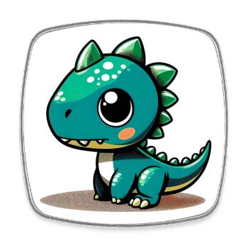 Dinosaur - Square fridge magnet - white - Front