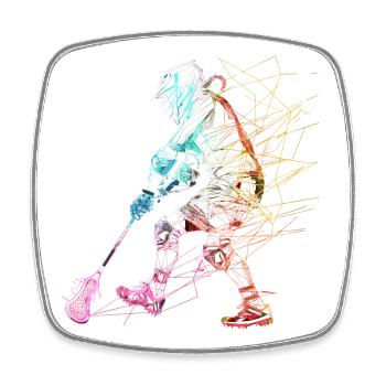 Lacrosse Player Sketch - Square fridge magnet - white - Front