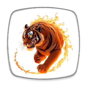 Feuriger Tiger in Bewegung - Viereckiger Kühlschrankmagnet - Weiß - Vorne