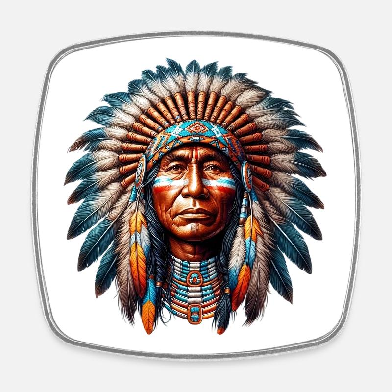 American Indian American - Square fridge magnet - white